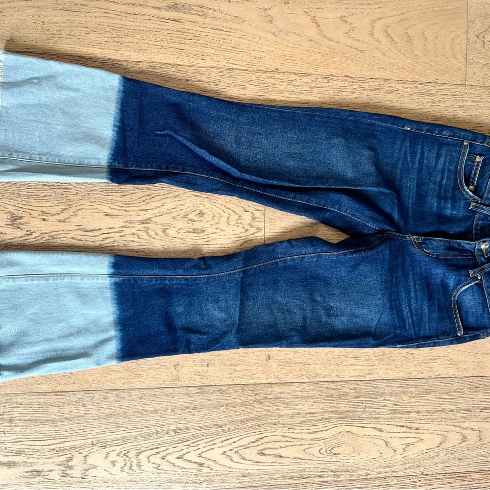 Two-Tone Blue Denim Jeans